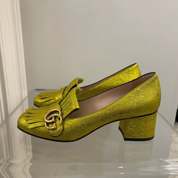 Gucci Loafer Gold Leather with Fringe size 8.5/ 38 1/2 - Picture 2 of 16